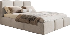 Emporius Roma Slim łóżko 160x200 z grubej pianki - łóżko dwuosobowe z pojemnikiem i stelażem - nowoczesne łóżko 160 x 200, boucle beżowy (Anthology 3)