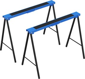 DURHAND Zestaw 2 kozłów roboczych, stojak rzemieślniczy, udźwig do 250 kg, metal, niebieski | Aosom PL