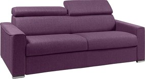 Kanapa 4-osobowa rozkładana typu express z fioletowej tkaniny z siedziskiem z pianki z pamięcią kształtu - pow. spania na szerokich listwach 160 cm - Materac 16 cm z pianki i termoelastycznej VIZIR
