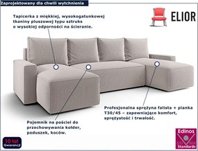 Jasnobeżowy narożnik z funkcją spania i pojemnikiem N9-P05
