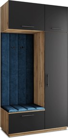 Masseno Garderoba REMA 120/240/60 cm Nowoczesna Szafa do Przedpokoju Dąb wotan, MONOLITH 77 (Niebieski)