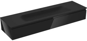 Mexen Orio szafka łazienkowa 160 cm z umywalką Vela, 1 szuflada, czarna połysk/czarna mat - 91A10-16023-1-BF70-W23M71