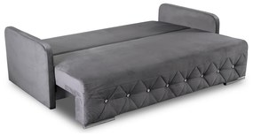 Sofa Rozkładana z Funkcją Spania VIVO Dwuosobowa Szara Glamour do Salonu