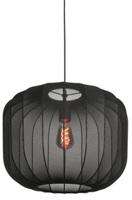 Lampa wisząca w stylu Japandi, czarna, z abażurem z tkaniny, 45 cm - Sable