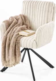 Pikowane welurowe krzesło kremowe P8-S73