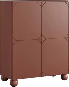 Komoda wysoka Sonatia II 120 cm dwudrzwiowa z dwoma ukrytymi szufladami - burgund