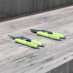 Outsunny Zestaw narzędzi ogrodowych 2 szt. Narzędzia ogrodowe ze stali nierdzewnej z nożycami i sekatorem Zielony+Srebrny