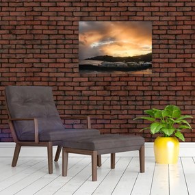 Obraz - plaża z pochmurnym niebem (70x50 cm)