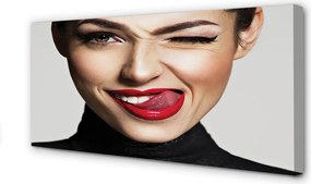 Zdjęcie na płótnie Kobieta z Czerwonymi Ustami