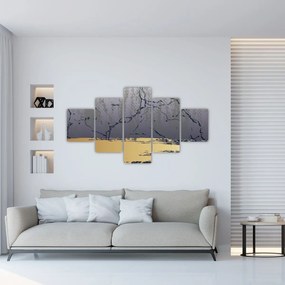 Obraz - Niebiesko-złota abstrakcja N⁰1 (125x70 cm)