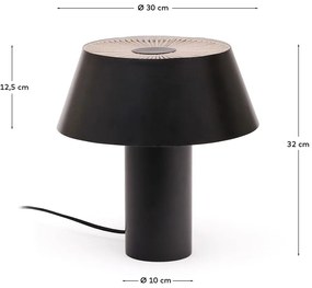 Czarna lampa stołowa z metalowym kloszem (wysokość 32 cm) Ancare – Kave Home