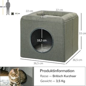 PawHut Jaskinia dla Kotów 2 Poziomy Łóżko z Poduszką Zielony | Aosom PL