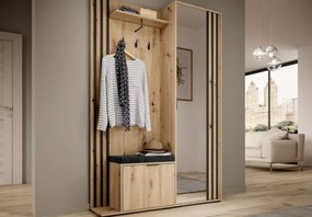 Garderoba z lustrem Belfast 131cm szafa lamele przedpokój siedzisko ławka