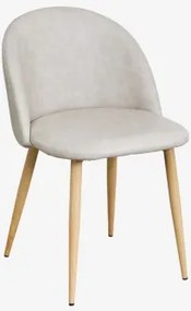 Krzesło Jadalniane Tapicerowane I Stalowe Kana Natural Wood & Sztucznej Skóry Iron & Skóra Ekologiczna - Sklum