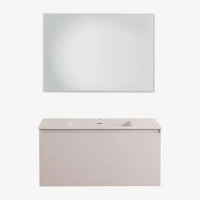 Zestaw Wiszących Mebli Łazienkowych Zintegrowany Z Umywalką Macrae Nature & Prostokątna Lampa Led I Przeciwmgielna 100x70 Cm Riben & Bez Kranu & ! -