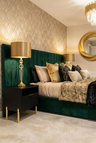 Czarna ryflowana szafka nocna w stylu glamour L0-E75