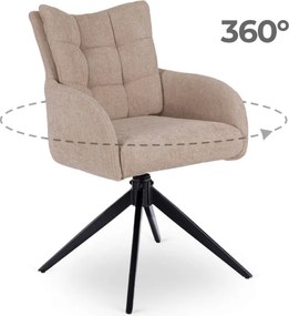 Krzesło Tapicerowane Obrotowe do Salonu JULY Beżowe Nowoczesne