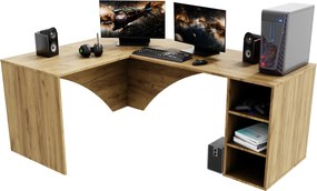 Biurko narożne do gamingu Carbon z otwartym regałem