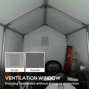 Outsunny Carport Namiot Garażowy 3x3 m Wodoodporny z Drzwiami Rolowanymi Okno Wentylacyjne Wydłużone Krawędzie Ciemnoszary | Aosom PL