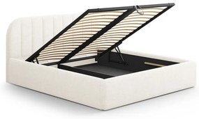 Tapicerowane łóżko dwuosobowe ze schowkiem ze stelażem 160x200 cm w kolorze kości słoniowej Juno – Windsor &amp; Co Sofas
