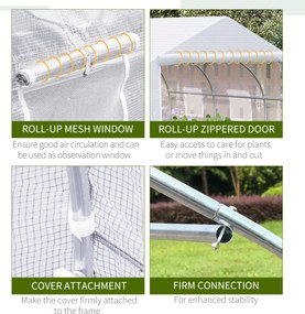 Outsunny Szklarnia Tunelowa z Metalową Konstrukcją Przestronna i Wytrzymała 35x3x2m Biała | Aosom PL