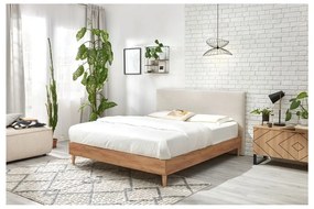 Beżowo-naturalne łóżko dwuosobowe ze stelażem 160x200 cm Noa – Bobochic Paris