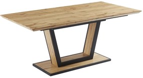 Rozkładany stół jadalniany 6-10-osobowy z MDF i metalu – naturalny i czarny – VITENO