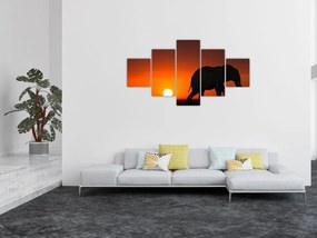 Obraz słonia o zachodzie słońca (125x70 cm)