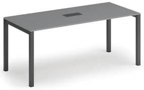 Stół konferencyjny PRIMO SQUARE, 180x80 cm, grafit + port blatowy TYP VI, czarny