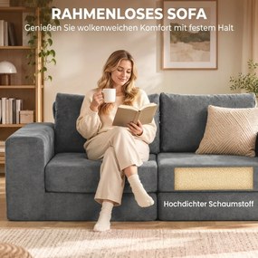 HOMCOM Sofa rozkładana 4-w-1 z funkcją spania, rozkładana, poduszki, 2-osobowa, szara | Aosom PL