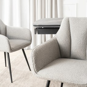 Krzesło Tapicerowane do Salonu NAWARA Szare Boucle Nowoczesne