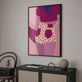Plakat Spodenki w truskawki 21x30 cm z ramą czarną bez marginesu ARTGEIST B