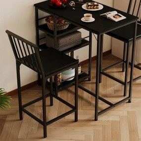 Zestaw Barowy Loft Czarny – Stół + 2 Krzesła do Kuchni i Jadalni