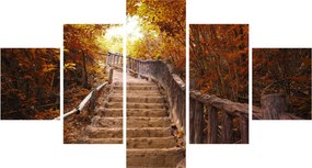 Obraz - Schody w naturze jesienią (125x70 cm)