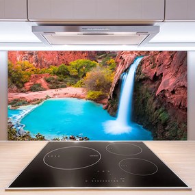 Szkło do Kuchni na Ścianę Potężny Wodospad Górski