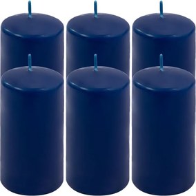 Zestaw świec filarowych, 11,5 cm, Ø 6 cm, niebieskie, 6 szt.