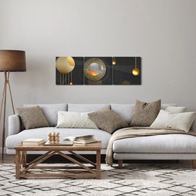 Obraz- Abstrakcja (z zegarem) (90x30 cm)