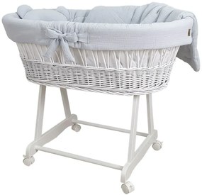 Szare łóżko dziecięce kosz mojżesza na rolkach Z0-N09
