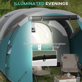 Outsunny Namiot kempingowy dla 4-5 osób, oddzielne strefy dzienna i nocna, 460D x 260S x 190W cm, Niebieski