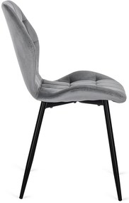 Zestaw Stół Okrągły Rozkładany DORIAN 80-160 cm Dąb Rustykalny/Czarny i 6 Krzeseł Tapicerowanych do Jadalni LUCKY Szare Welurowe