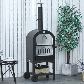Outsunny piec do pizzy grill 3 poziomy kolor czarny + srebrny 63 x 54 x 161 cm
