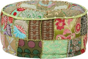 Zielona okrągła pufa patchwork C5-B30