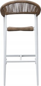 Hoker 75 cm Biały Aluminiowy Pleciony Sznurek Beżowy Krzesło Barowe Splot