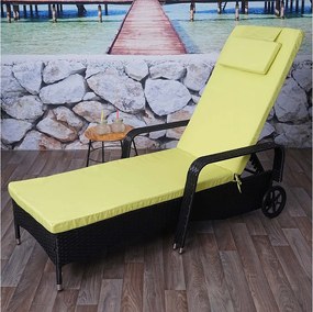 Polirattanowy leżak Cesena,  antracyt, poduszki jasnozielone