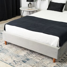 Łóżko Tapicerowane 120x200 cm ze Stelażem Jednoosobowe DENNIS Jasnoszare Welurowe