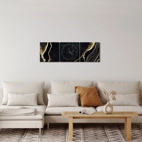 Obraz złotej abstrakcji (z zegarem) (90x30 cm)