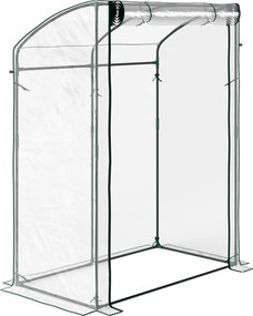 Outsunny Szklarnia z Drzwiami Łukowym Dachem Odporna na Zimę, Szklarnia Foliowa ze Stali 128 x 70 x 170 cm Przezroczysta