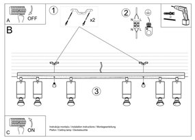 Szara lampa punktowa 6x118 cm Toscana – Nice Lamps