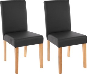 Zestaw 2 krzeseł do jadalni Littau ze sztucznej skóry, imitacja skóry, czarny mat, jasne nogi