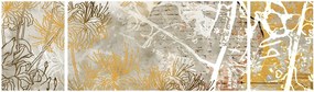 Obraz - Ściana w stylu vintage z kwiatami (170x50 cm)